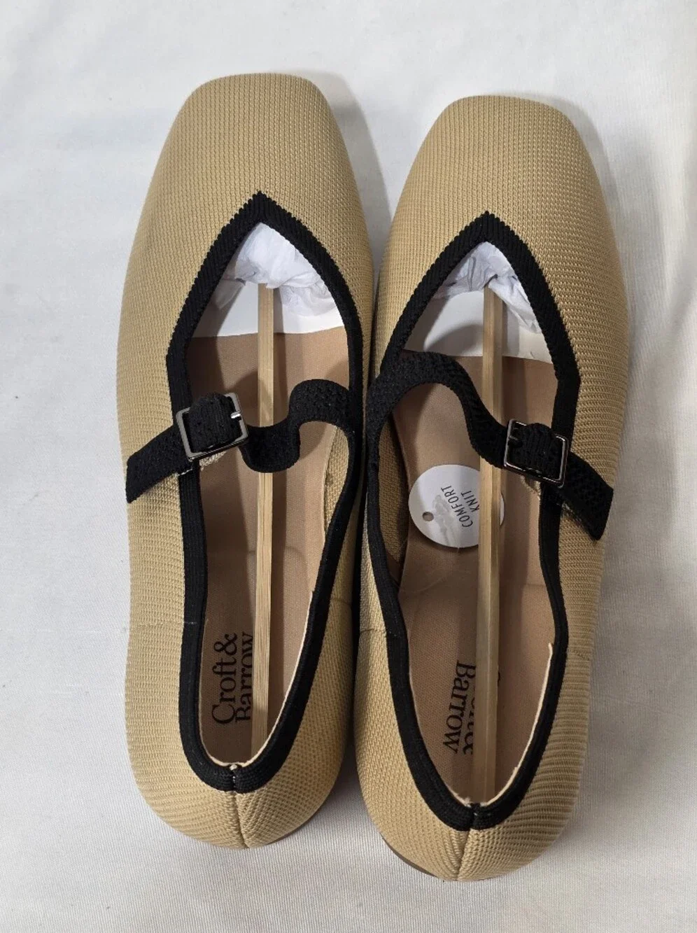 croft & barrow Romina Taupe Comfort Knit Square Toe Mary Jane Flats Size 10